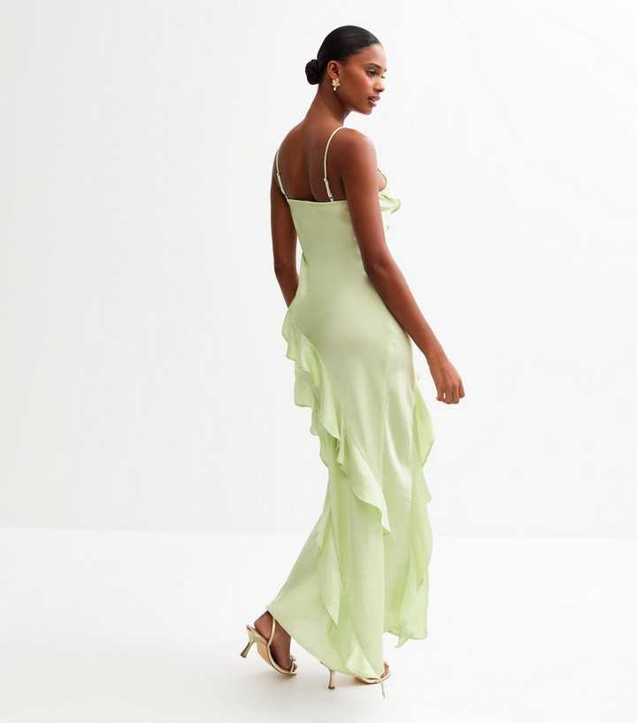 slim fit dress slacks Strapless Emerald Green Ruffle Multi-Layer Long Prom Dress – FancyVestido main image 0