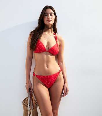 Red Polka Dot Tanga Bikini Bottoms