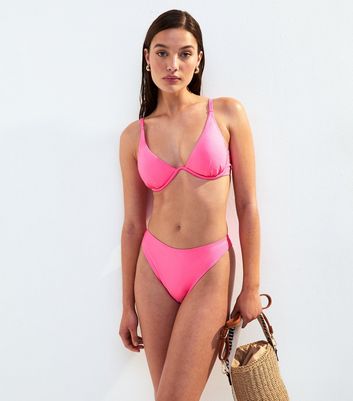 Bright Pink Underwired Bikini Top New Look