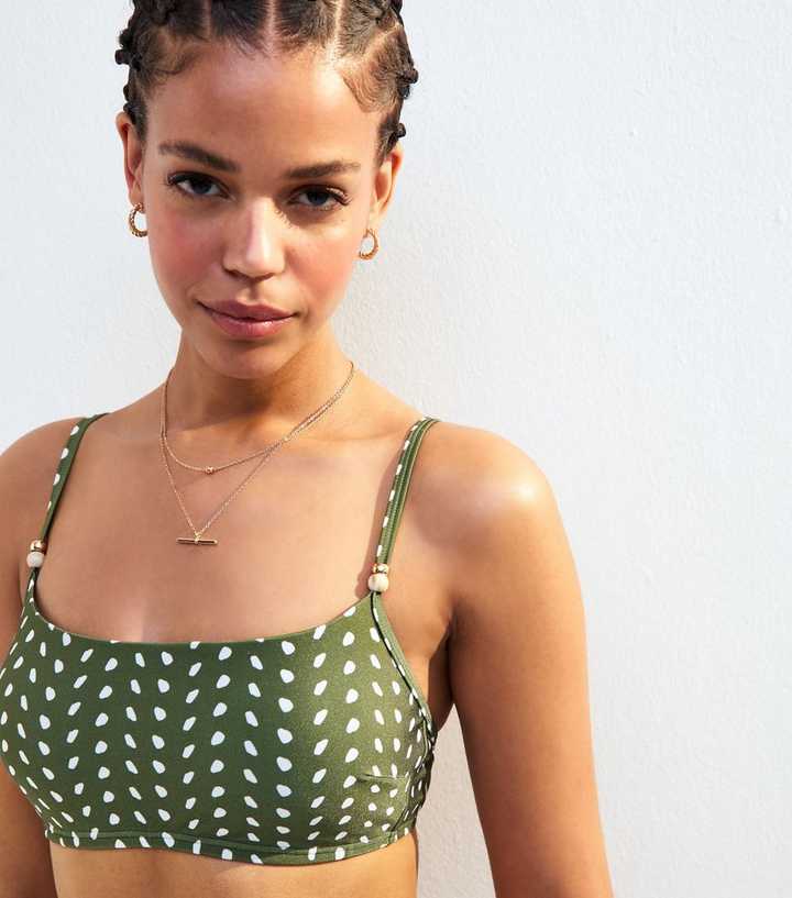 Green Polka Dot Bikini Top