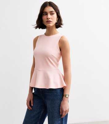 Light Pink Sleeveless Peplum Hem Top