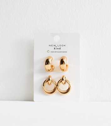 Gold Tone Chunky Hoop Door Knocker Earrings