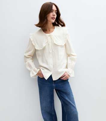 Cream Frill Collar Long Sleeve Shirt