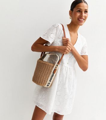 Stone Woven Mini Basket Crossbody Bag | New Look
