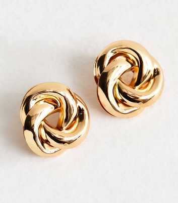 Gold Tone Twisted Stud Earrings