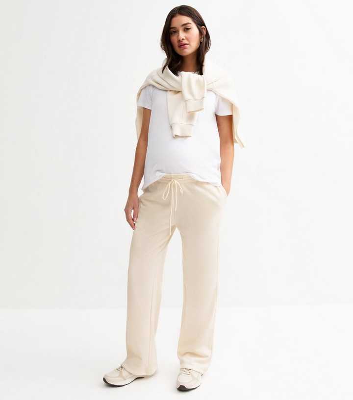 Maternity Cream Wide Leg Joggers
