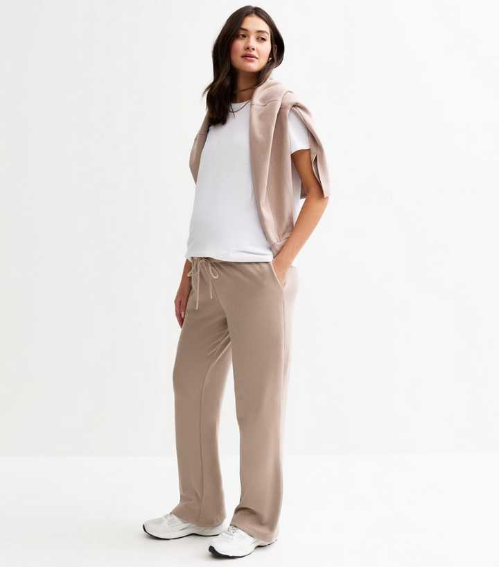 Maternity Brown Wide Leg Joggers