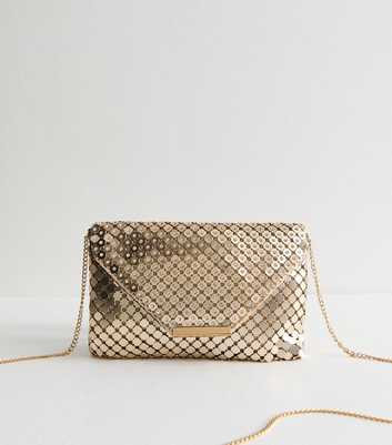 Gold Diamanté Chainmail Effect Clutch