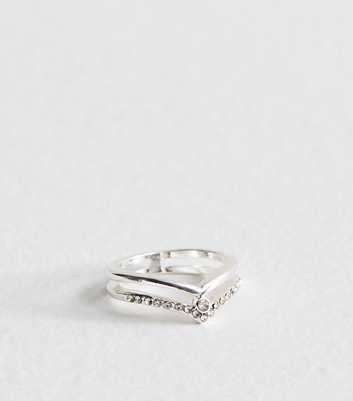 Silver Tone Wishbone Ring