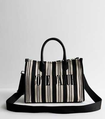 Black Striped Cote D'azure Canvas Tote