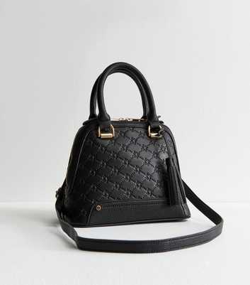 Black Debossed Faux Leather Bag