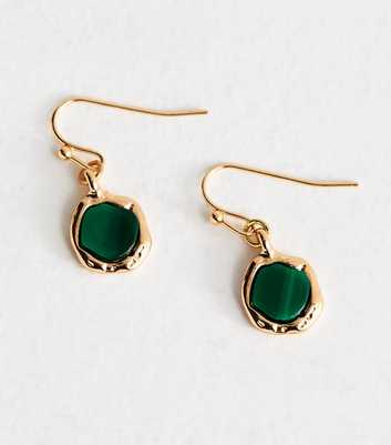 Gold Tone Textured Drop Charm Earrings