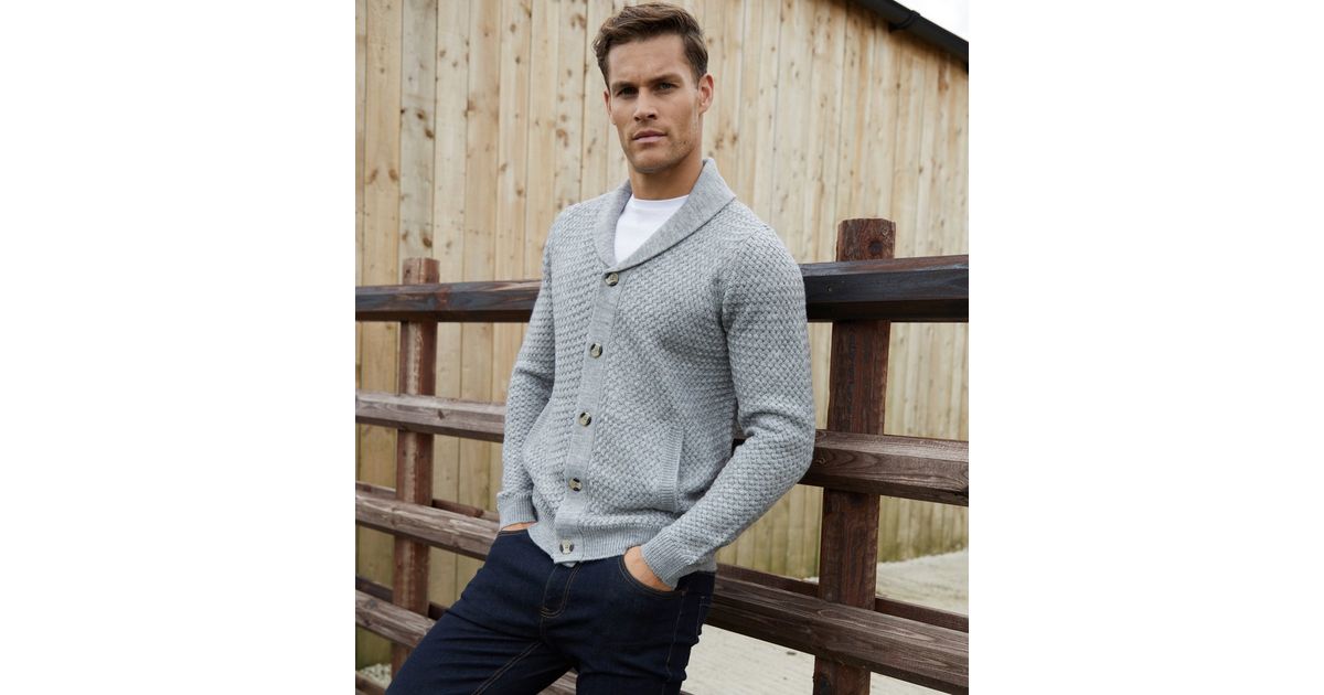 Threadbare Grey Lindow Knit Shawl Cardigan New Look