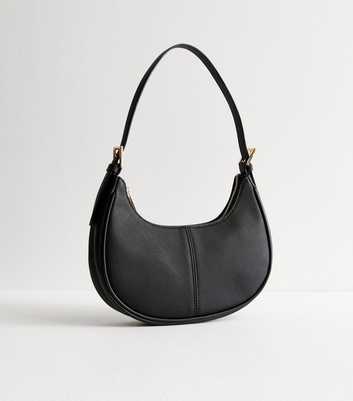 Black Faux Leather Shoulder Bag 