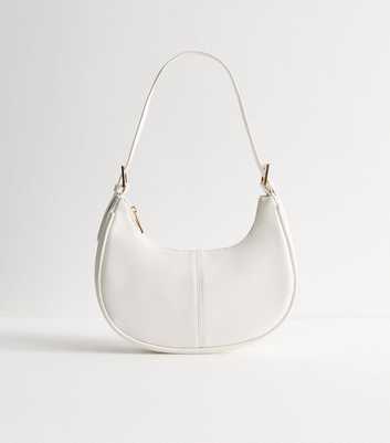 White Faux Leather Shoulder Bag 