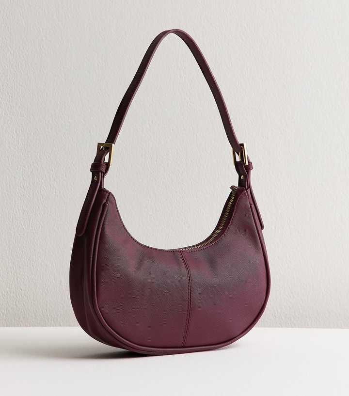 Burgundy Faux Leather Shoulder Bag