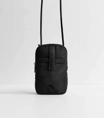 Black Canvas Crossbody Phone Bag