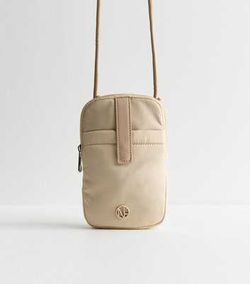 Stone Canvas Crossbody Phone Bag 