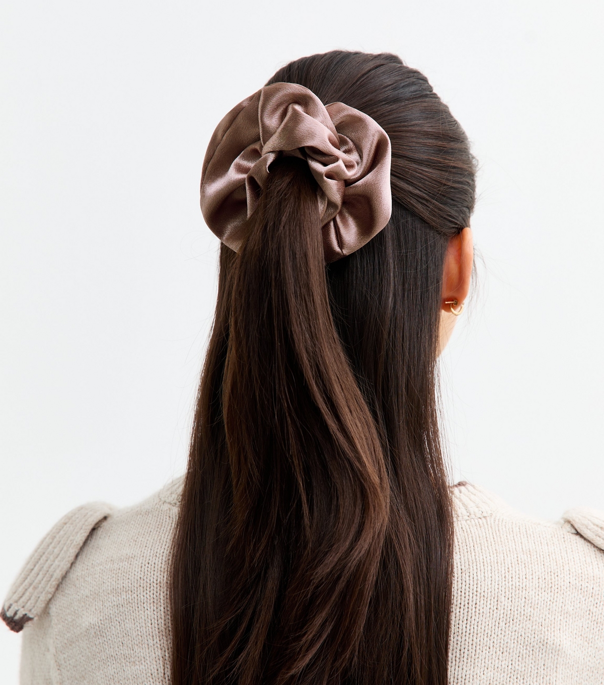 Mink Oversized Satin Scrunchie New Look