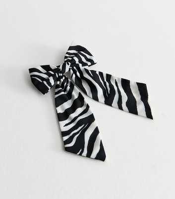 Black Zebra Print Bow Hair Clip