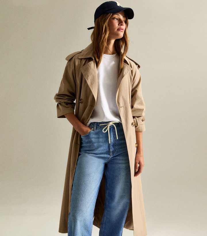 Blue Drawstring Waist Wide Leg Jeans
