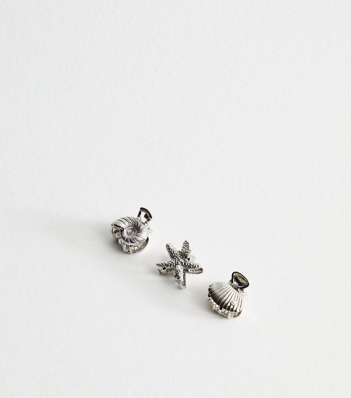 Silver Tone Pack Of 3 Starfish And Shell Hair Clips New Look