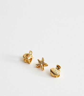 Gold Tone Pack Of 3 Starfish And Shell Hair Clips