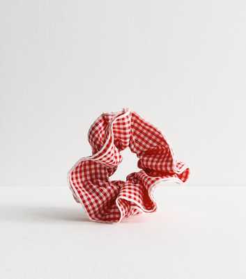 Red Frilly Gingham Scrunchie