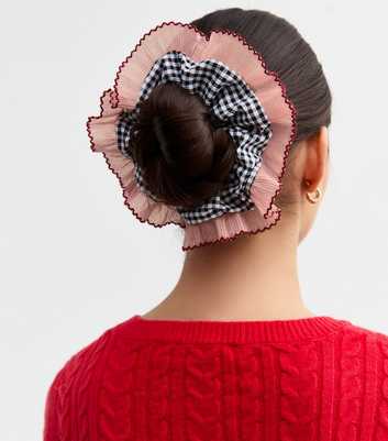 Gingham Frilly Trim Scrunchie