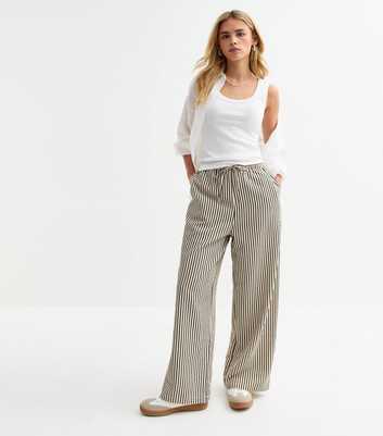 Petite Cream Striped Trousers