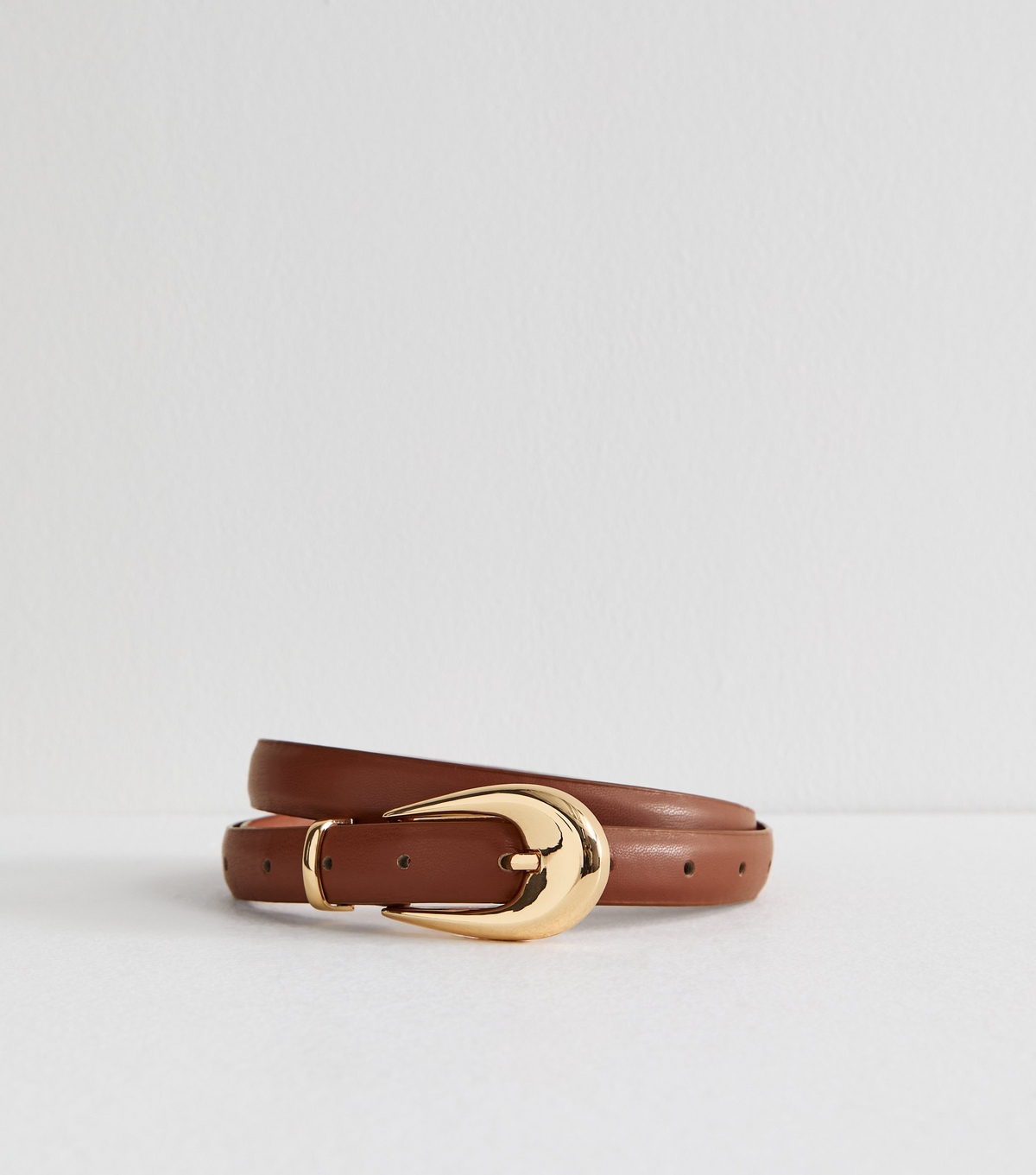 Tan Chunky Buckle Faux Leather Belt New Look