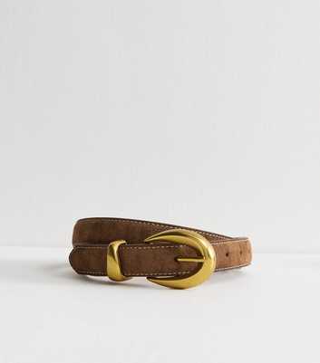 Brown Faux Suede Contrast Stitch Belt