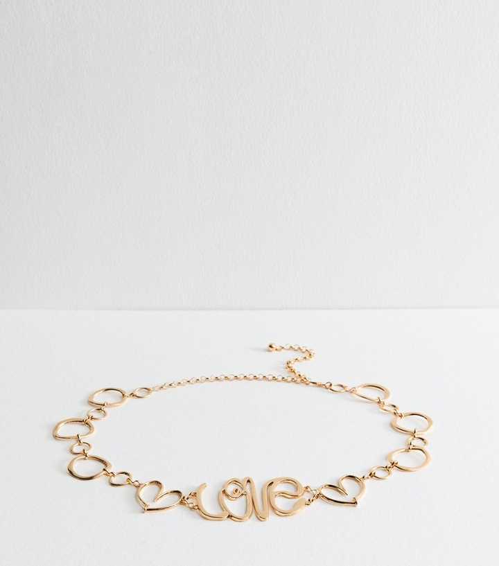 Gold Tone Love Chain Belt