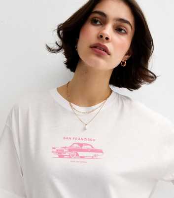 White Oversized San Francisco Car Print T-Shirt
