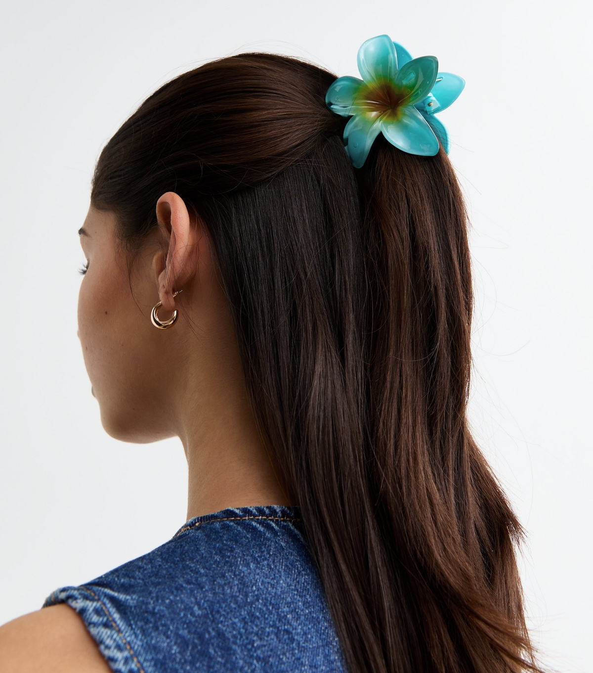 Blue Two Tone Flower Hair Claw Clip New Look