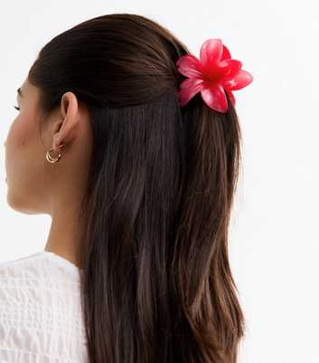 Bright Pink Two Tone Flower Hair Claw Clip