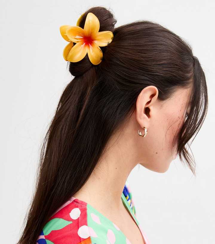 Yellow Tropical Flower Hair Claw Clip