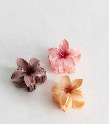 Pack of 3 Brown Tropical Flower Mini Hair Clips