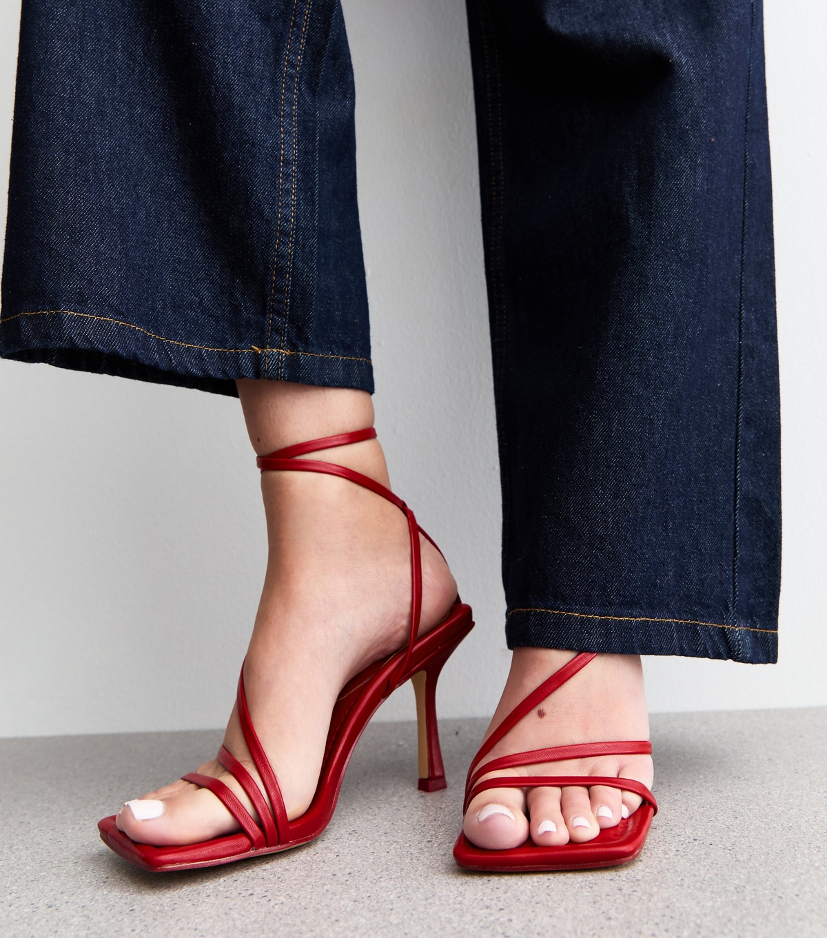 Women's Flossy Dark Red Faux Leather Strappy Sandals Public Desire New Look
