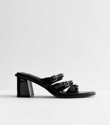 Public Desire Black Raya Buckle Strap Backless Sandals