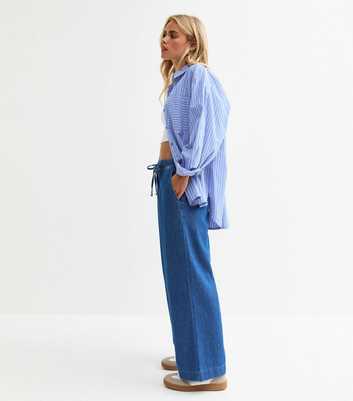 Petite Blue Chambray Wide Leg Trousers