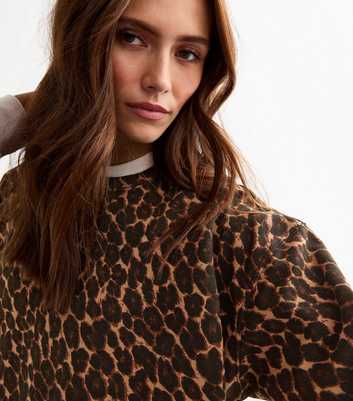 Brown Leopard Print Relaxed Sweatshirt