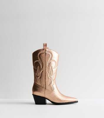 Public Desire Rose Gold Calabasas Stitch Detail Boots