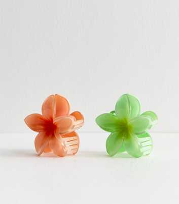 Pack of 2 Orange Flower Hair Claw Clips