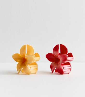 Pack of 2 Orange and Yellow Flower Hair Claw Clips