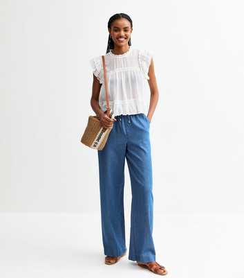 Tall Blue Drawstring Waist Wide Leg Trousers