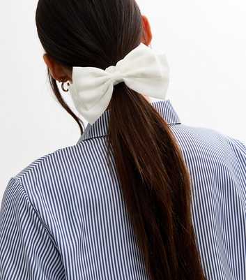 White Satin Bow Scrunchie