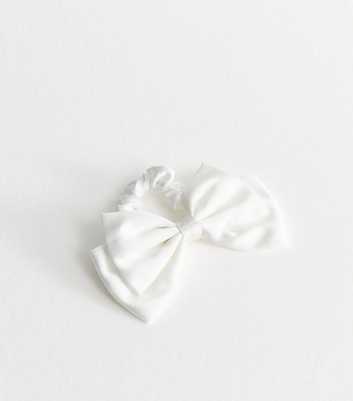 White Satin Bow Scrunchie