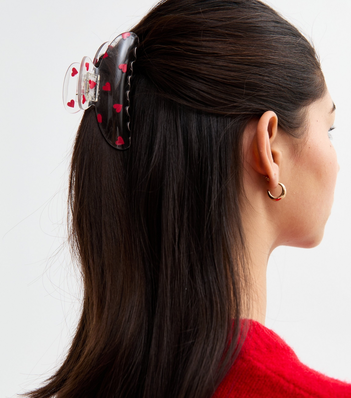 Pink Heart Print Hair Claw Clip New Look