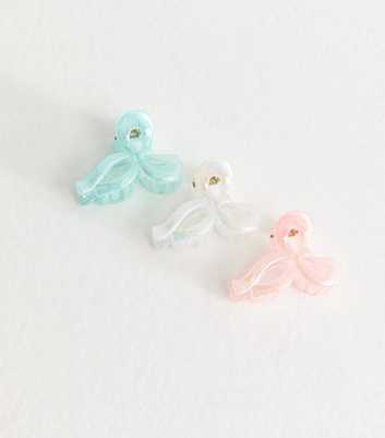 Pack of 3 Multicolour Iridescent Effect Mini Bow Hair Clips